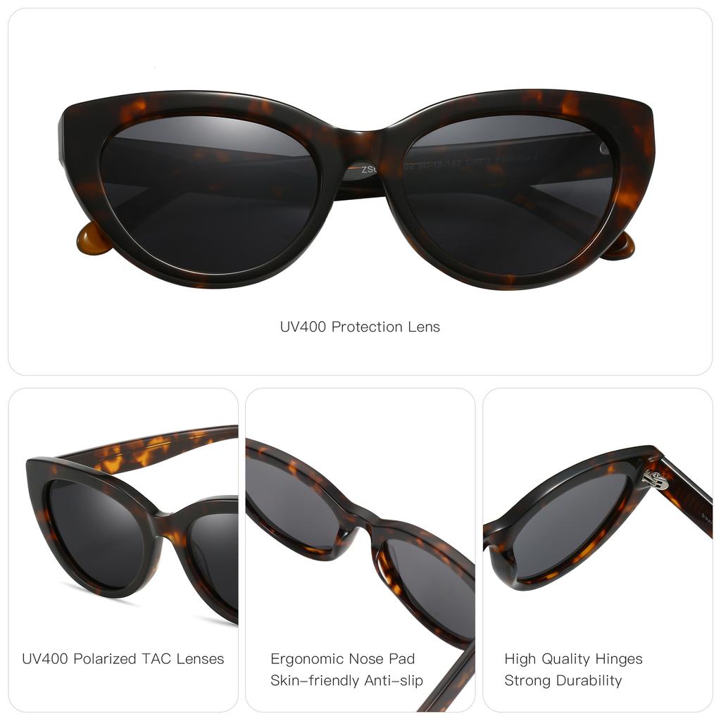 Fashion Cateye Prescription Sunglasses Women Handmade Acetate Myopia/Progressive Sun Glasses Polarized Optical Shade