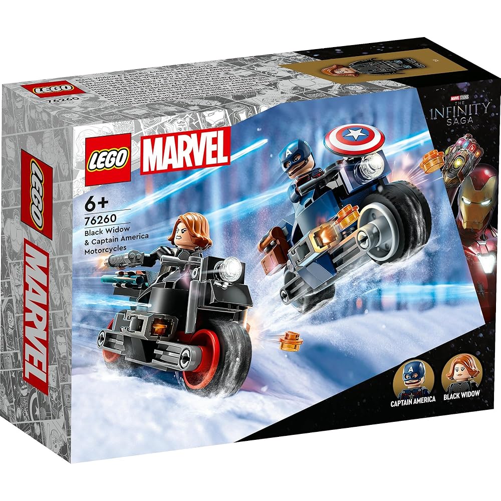LEGO Super Heroes Black Widow and Captain America Touring Toy Building Set for Kids Ages 6-9