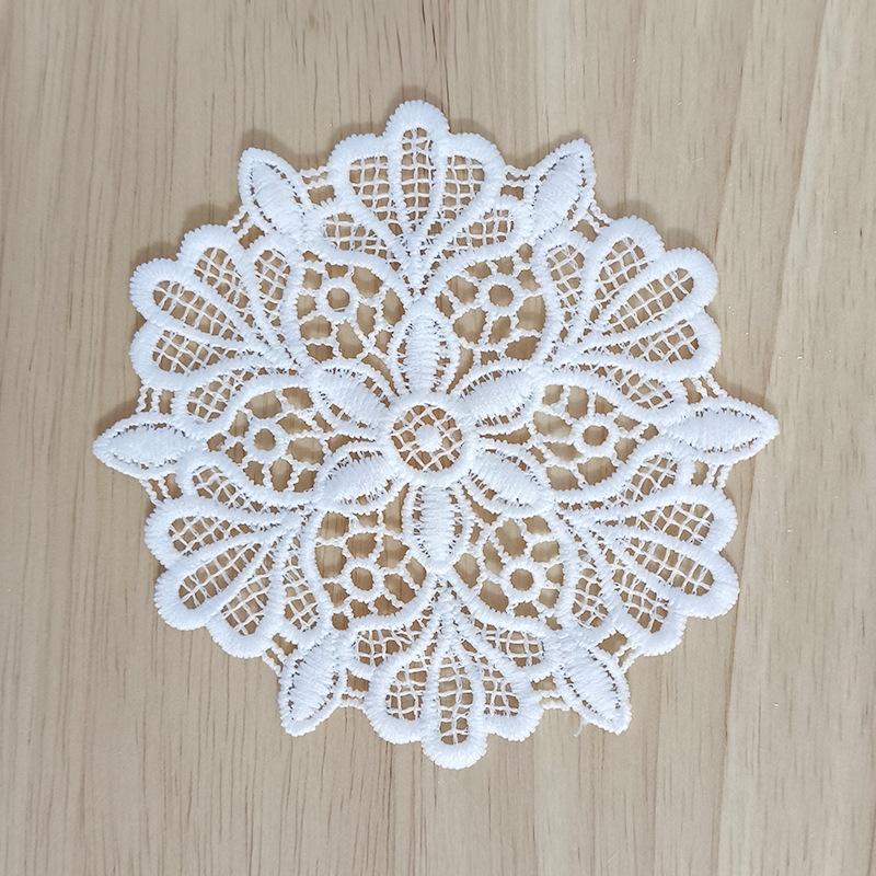 White Vintage Water-soluble Lace Small Coaster Cloth Sticker Clothes Decoration Patch Sticker DIY Hollow Embroidery Fabric Patch Accessories