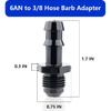 6AN männlich konisch auf 3/8 Schlauchstutzen gerader Fitting-Adapter, Aluminium gerader drehbarer Push-On Stutzen Kraftstoffleitungsfitting(Schwarz eloxiert)