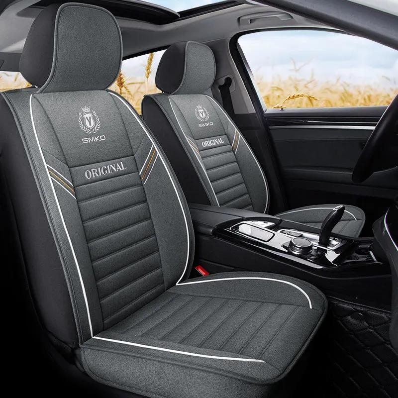 5 sièges housses de siège de voiture housse de coussin de siège en lin ensemble complet housse de protection de sièges universel pour berline SUV camion