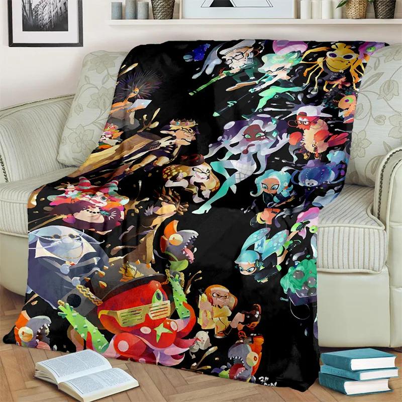 Cartoon PC Gamer 3D Games Splatoon Blanket,Soft Throw Blanket for Home Bedroom Bed Sofa Picnic Travel Office Cover Blanket Kids