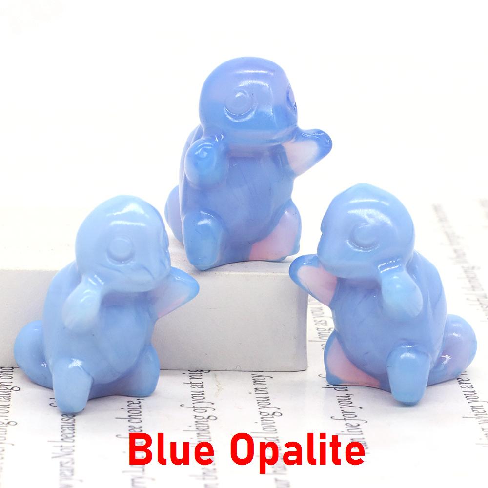 1.2" Cute Cartoon Turtle Figures Natural Stones Carved Anime Statue Healing Crystals Animals Room Ornaments Kids Christmas Gifts