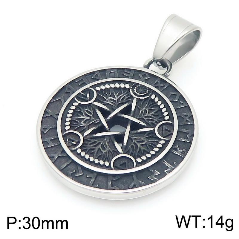 Nordic Viking Exaggerated Pendant, Retro Turquoise Lucky Octagram Devil'S Eye Titanium Steel Men'S Pendant