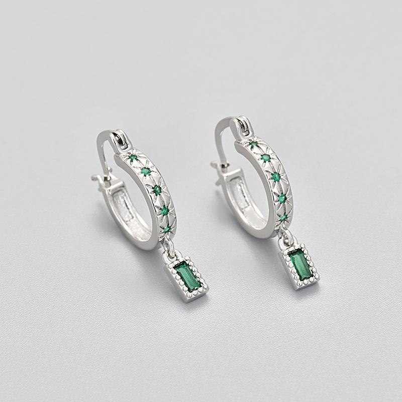 Fashion Colorful Zircon Square Huggie Earrings For Women Elegant Drop Ear Studs Jewelry Accessories