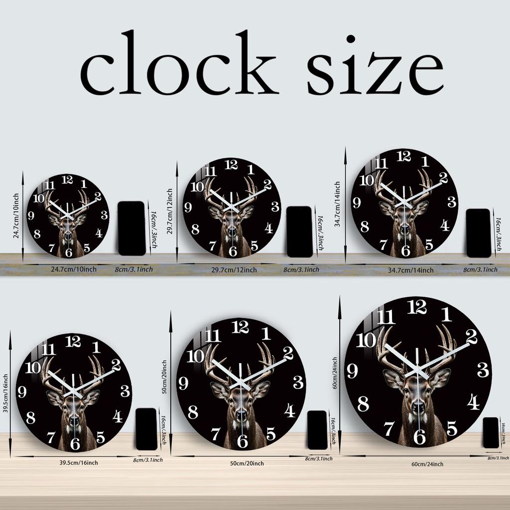 First-Class Wooden Superior-Grade Wall High-Standard Clock First-Class With Deer Premium-Quality Motif 10-24Inch Premium-Quality Silent