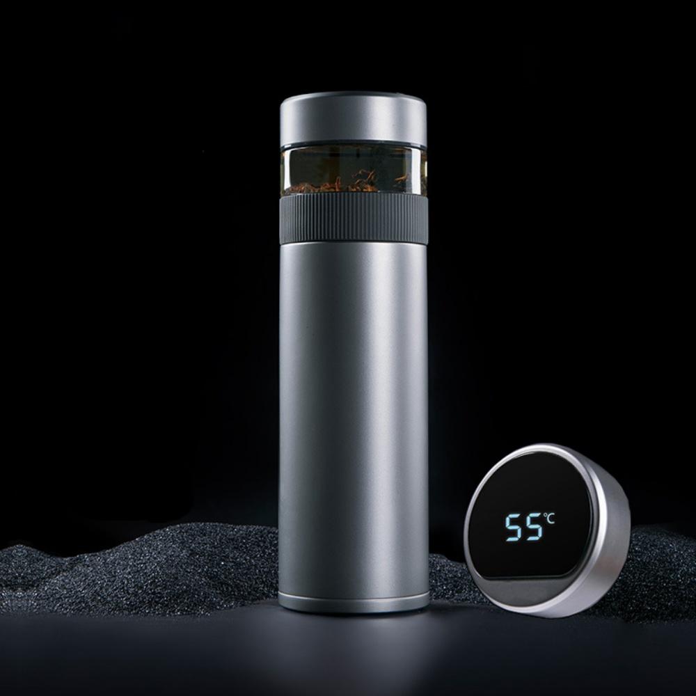 520ml Smart Thermos Bottle For Tea With Separation Strainer Infuser Temperature Display Titanium Insulation Vacuum Flask