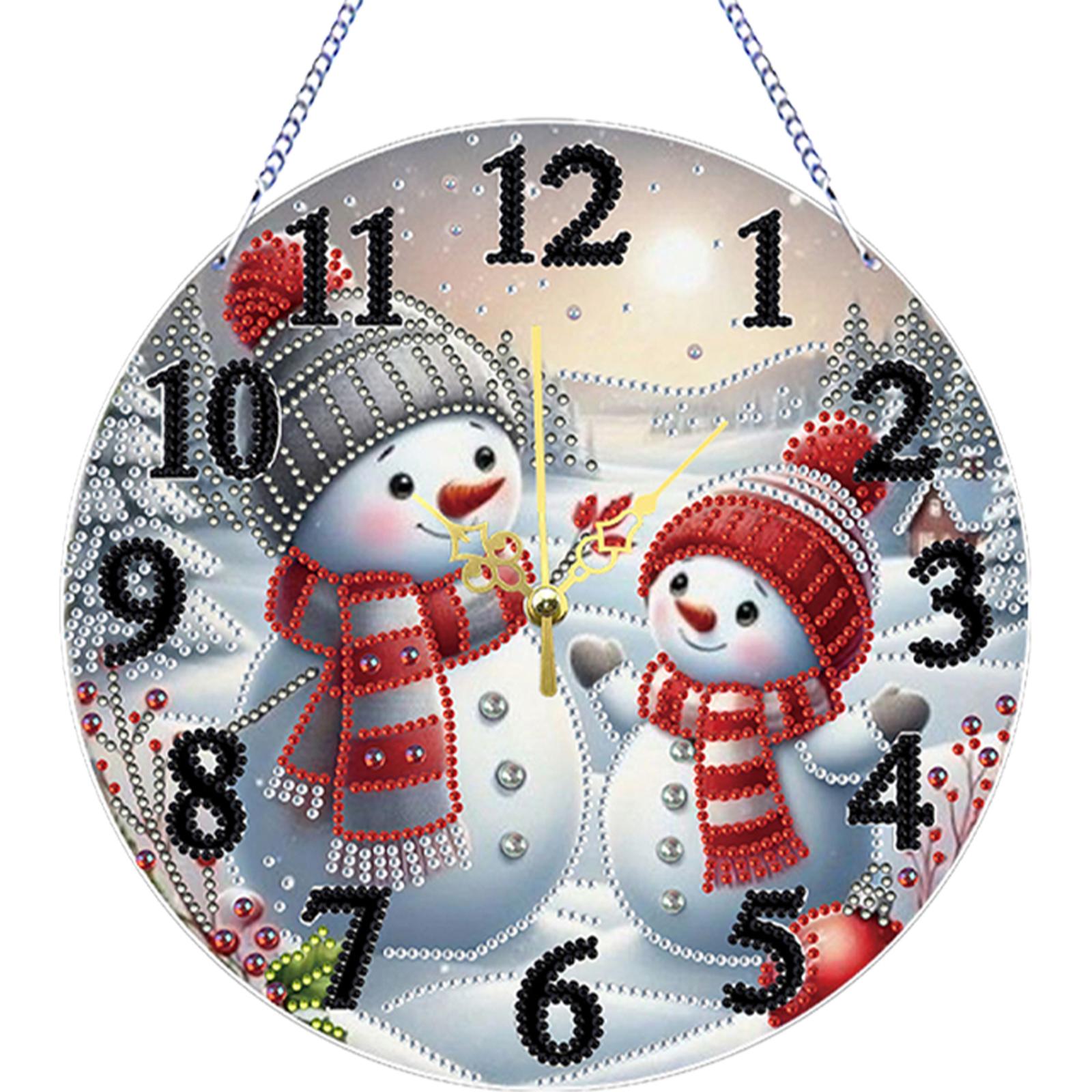 

Diamond Art Clock Pendant Kit 2D Flat DIY Xmas Diamond Painting Clock Pendant 5D Hanging Clock Art Craft for Home Decoration