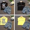 Summer Children's Suit Boys' Sleeveless Baby Jeans T-shirt Korean Version Lapel Two Piece Children's Suit