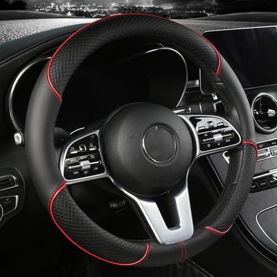Universal Leather Diamond Grid Car Steering Wheel Cover: Four Seasons Protection