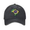 Mappa Bandiera Brasile Vintage Berretti da Baseball Vintage Lavati Usurati Snapback Unisex Stile Allenamenti all'Aperto Cappelli Morbidi Cappellino