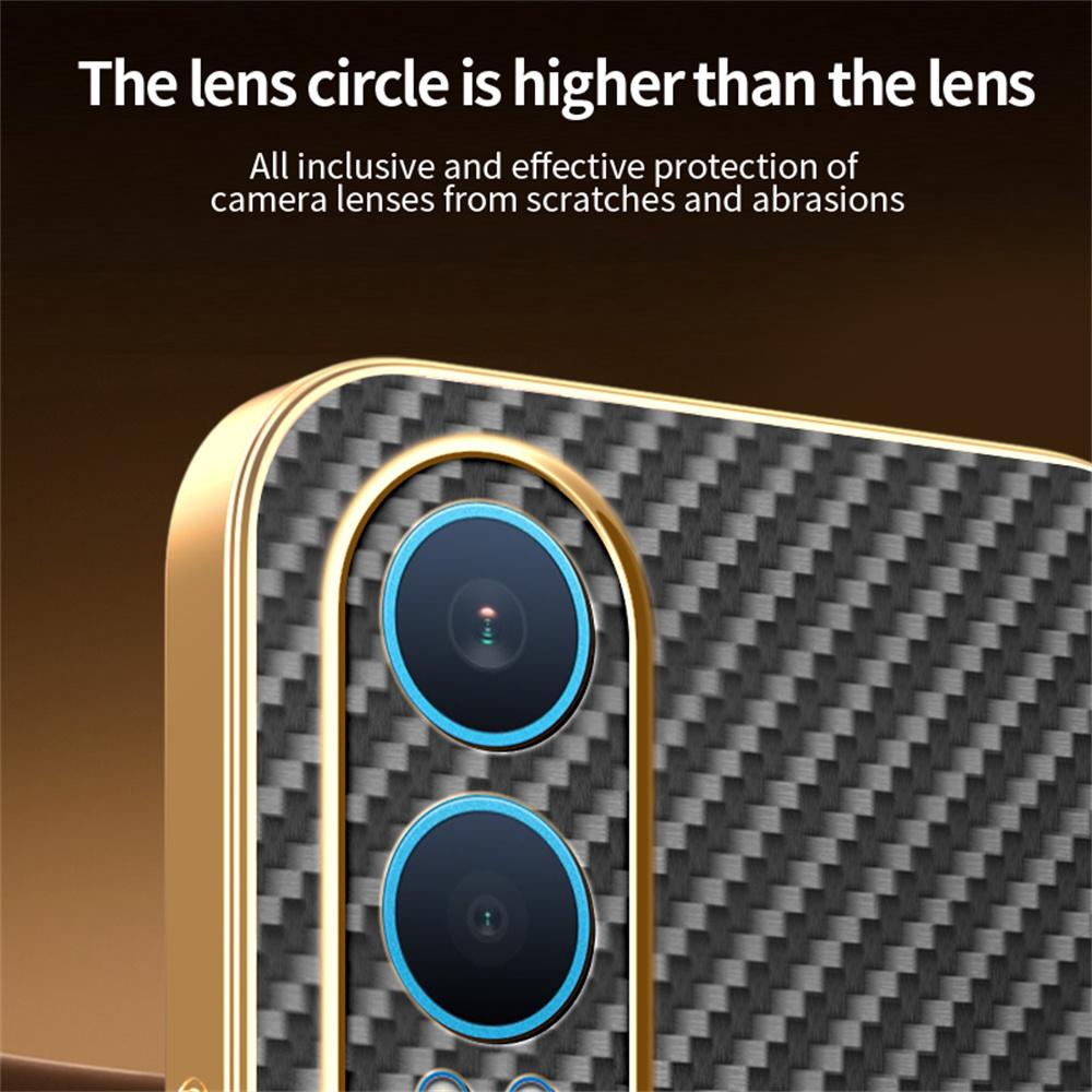 For OnePlus Nord CE4 Lite 5G Phone Case Carbon Fiber Textured Electroplated TPU Back Cover