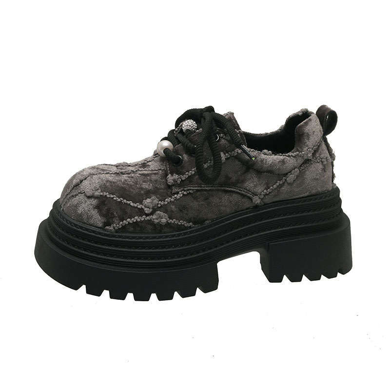 Big head lace-up small leather shoes women's 2025 autumn new small platform women's shoes fashion heightening loafers