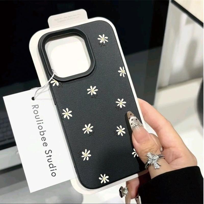 White Flowers Leaves Leather Silicone Case For Motorola Edge 60 50 Fusion NEO Stylus G84 G54 G85 G35 G05 G34 G75 G15 G Play 2025