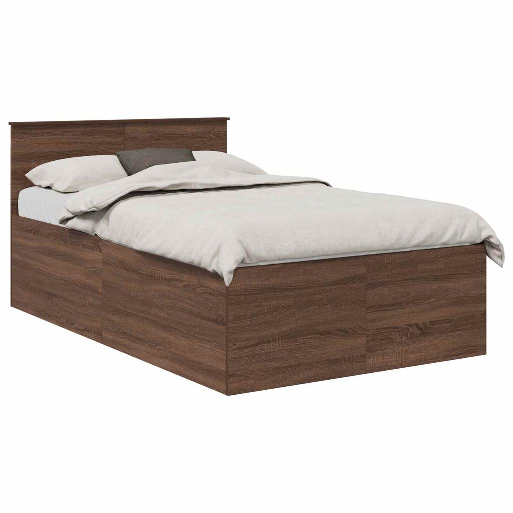 Bed Frame Brown Oak Look 120 X 190 Cm Wood Based Panel