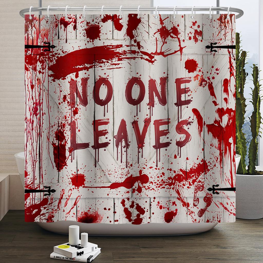 Halloween Duschvorhang Horrornacht Blutige Hände Gruseliger Zombie-Schädel Furchteinflößend Halloween Wasserdicht Bad Badezimmer Duschvorhang