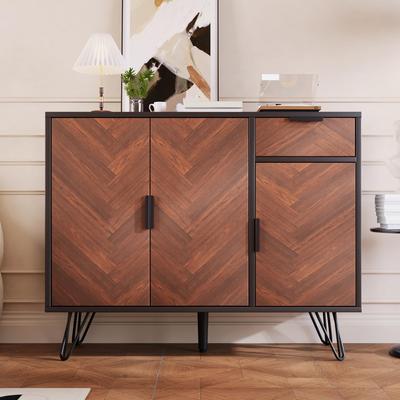 Sideboard with Wood Look with Drawer, Height-adjustable Shelves, Easy To Assemble, Storage Cabinet