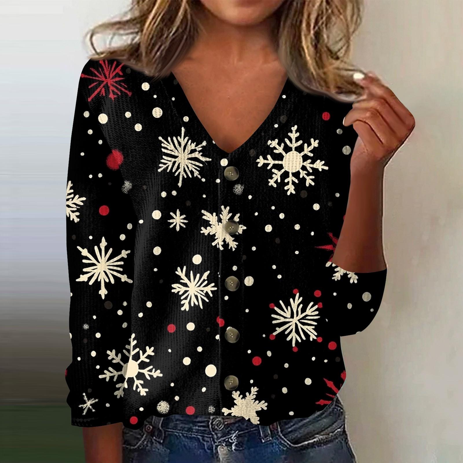 

Жіночий модний в язаний жакет з довгим рукавом і принтом на ґудзиках XXL чорний