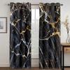 Modern Black Gald Marble Texture Crack Thin 2 Pieces Light Filtering Curtain for Living Room Bedroom Home Window Drape Decor