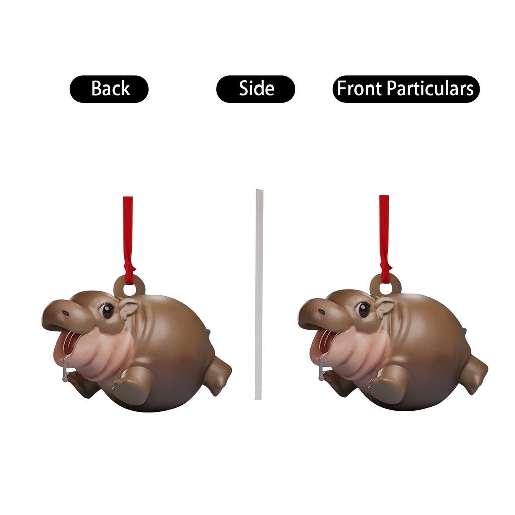 Moo Moo Nilpferd Weihnachtsgeschenk Kleines Geschenk Niedlicher Anhänger mit Nilpferd-Aufdruck Kleiner Anhänger