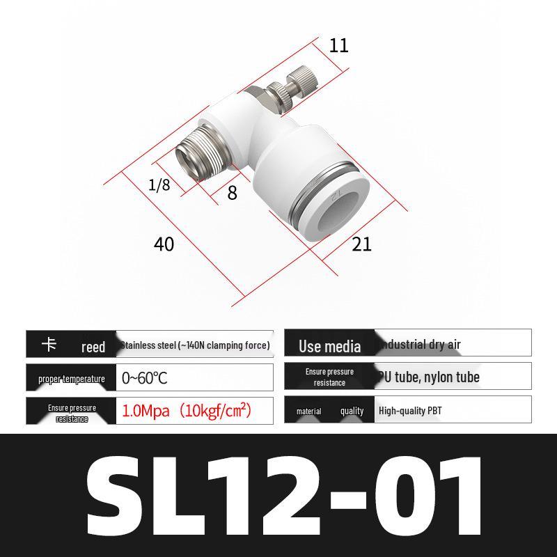 Pneumatyczny regulowany zawór dławiący serii SL (4/6/8/10/12) dla złącza rurki pneumatycznej i cylindra