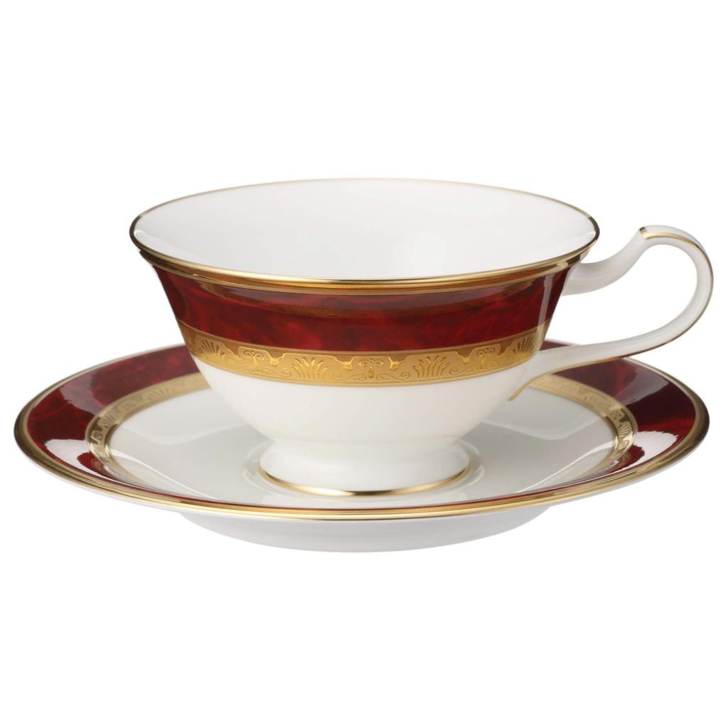Noritake Hemingway Maroon Bone China Cup and Saucer Both Coffee and (for Tea), 220cc, Y59587/4733