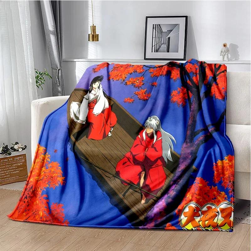 Cartoon Anime Inuyasha Throws Blanket for Sofa Bedding Couch Hiking Picnic Super Soft Cute kawaii Flannel Blanket birthday gift