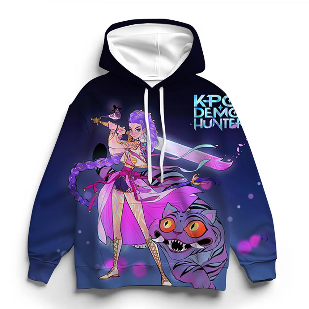 KPop Demon Hunter Huntrix Hoodie Girls Pullover Fashionable and Versatile