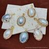Natural Deep Sea Mother-of-Pearl Inlaid Necklace Pendant with Raw Stone Accents