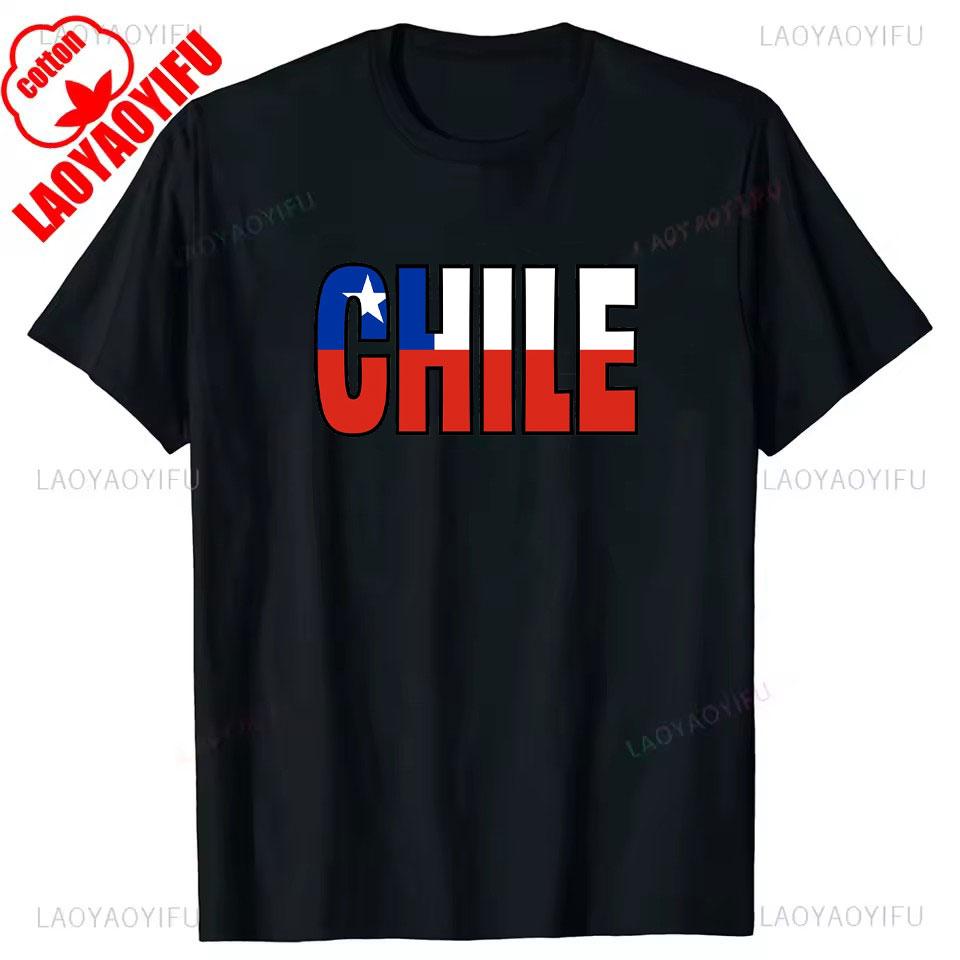 Chile Flagge Stolzer Chilene Aufdruck T-Shirt Herren Damen Baumwolle Humor Streetwear T-Shirt Kurze Ärmel Unisex Locker Kleidung Herren