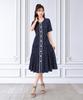 L By L Navy Flower Tencel Tiered Dress