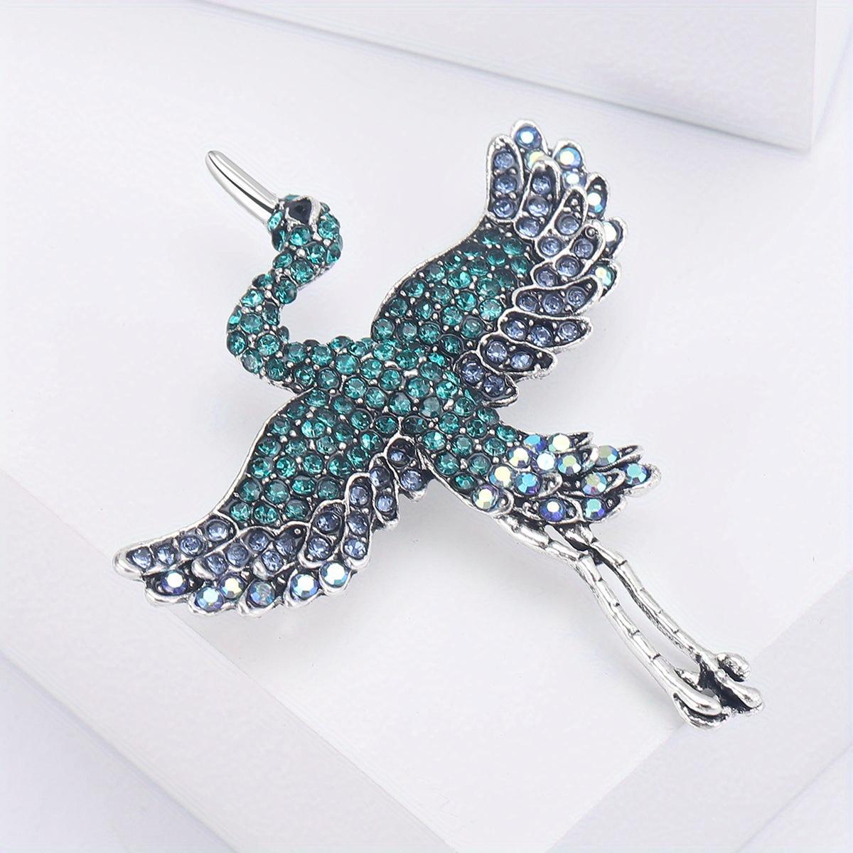 Elegant Red Crowned Crane Enamel Brooch,Inlaid with Sparkling Rhinestone Brooch,Exquisite Animal Emblem, Women s Fashion Jewelry
