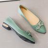Single-shoe Women's Casual Pointy Women's Shoes with Shallow Mouth  Low Heel  Thick Heel and Soft Leather Flat Bottom In Spring and Autumn