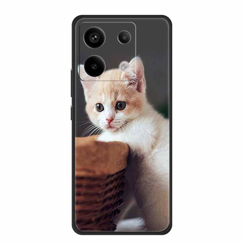 For Redmi Note 13 pro Case Pink Phone Case Fashion Silicone TPU Soft Back Cover Redmi Note 13 Pro Flower Capa 6.67" Cats Coque