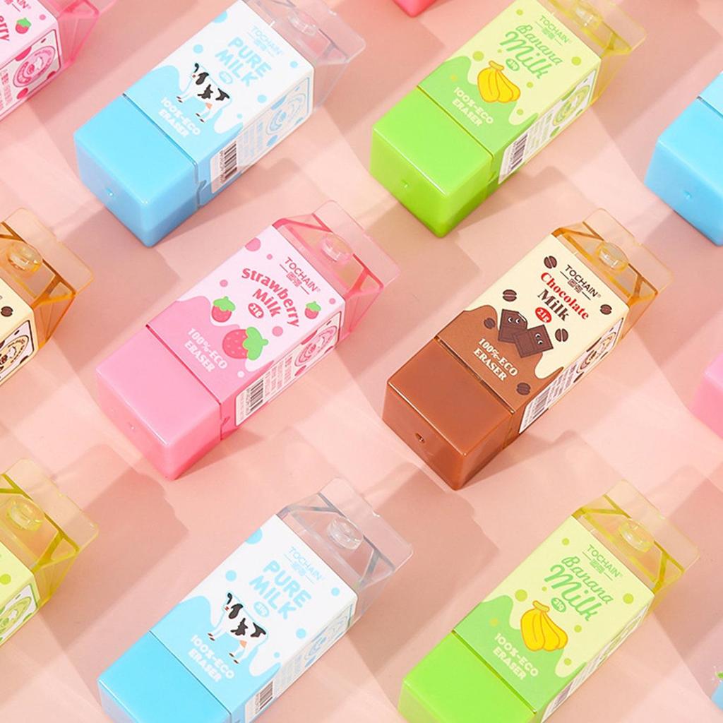 Tuqiang Cartoon Milk Box Eraser - Clean, Cute, and Perfect for Kids & Students