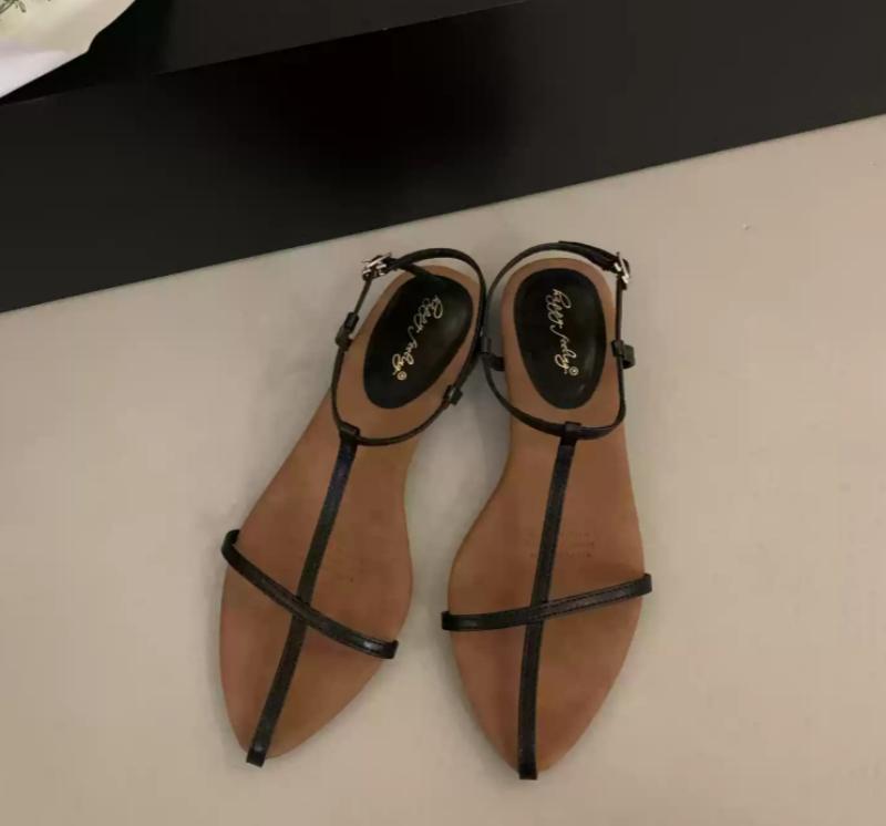 

Bailamos 2025 New Brand Women Sandal Fashion Narrow Band Flat Heel Ladies Gladiator Shoes Pointed Toe Ankle Buckle Zapatos Muje 35