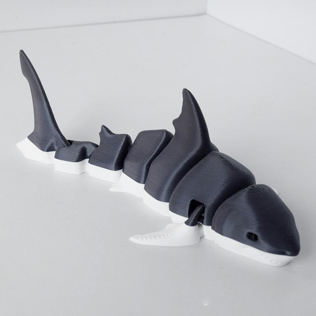 Grey Shark 3D Printed Toys Body Joints Movable Simulation Marine Animals Shark Model Children Cognitive Toys Desktop Decoration