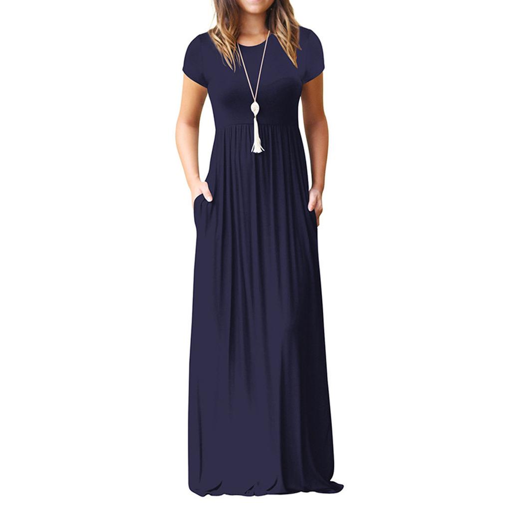 Women's Plus Size Casual Fashion Solid Color Ultra Long Dress