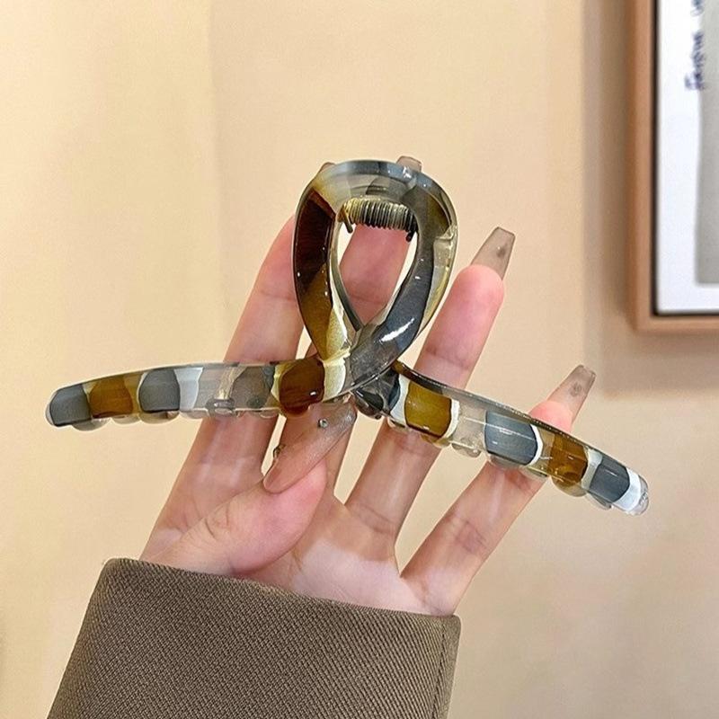 1PC Retro Color Blocking Hair Claw for Women Temperament Hair Decorate Lady Shark Clip Hair Clip Fashion Hair Accessories