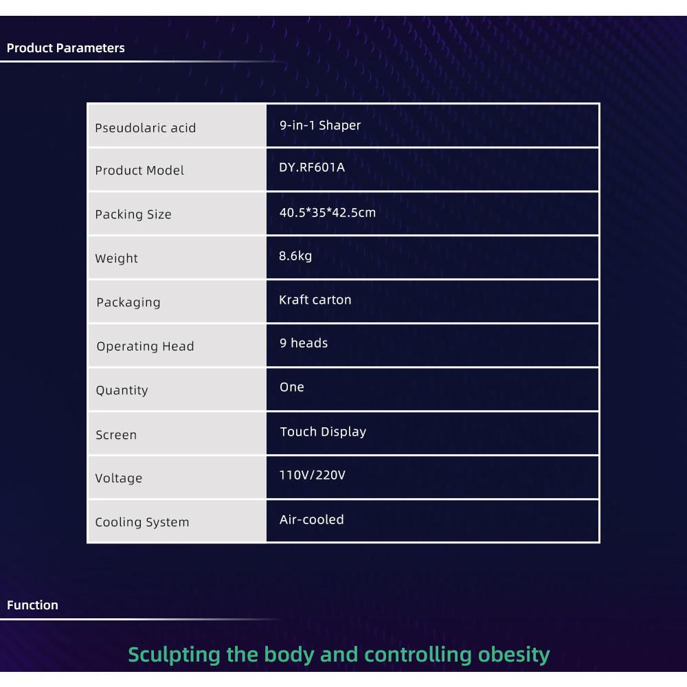 9-in-1 40kHz Cavitation 0.5MHz RF Laser 9 Heads LED Touchscreen Air Cooled 110V-220V AC Salon Body Contouring