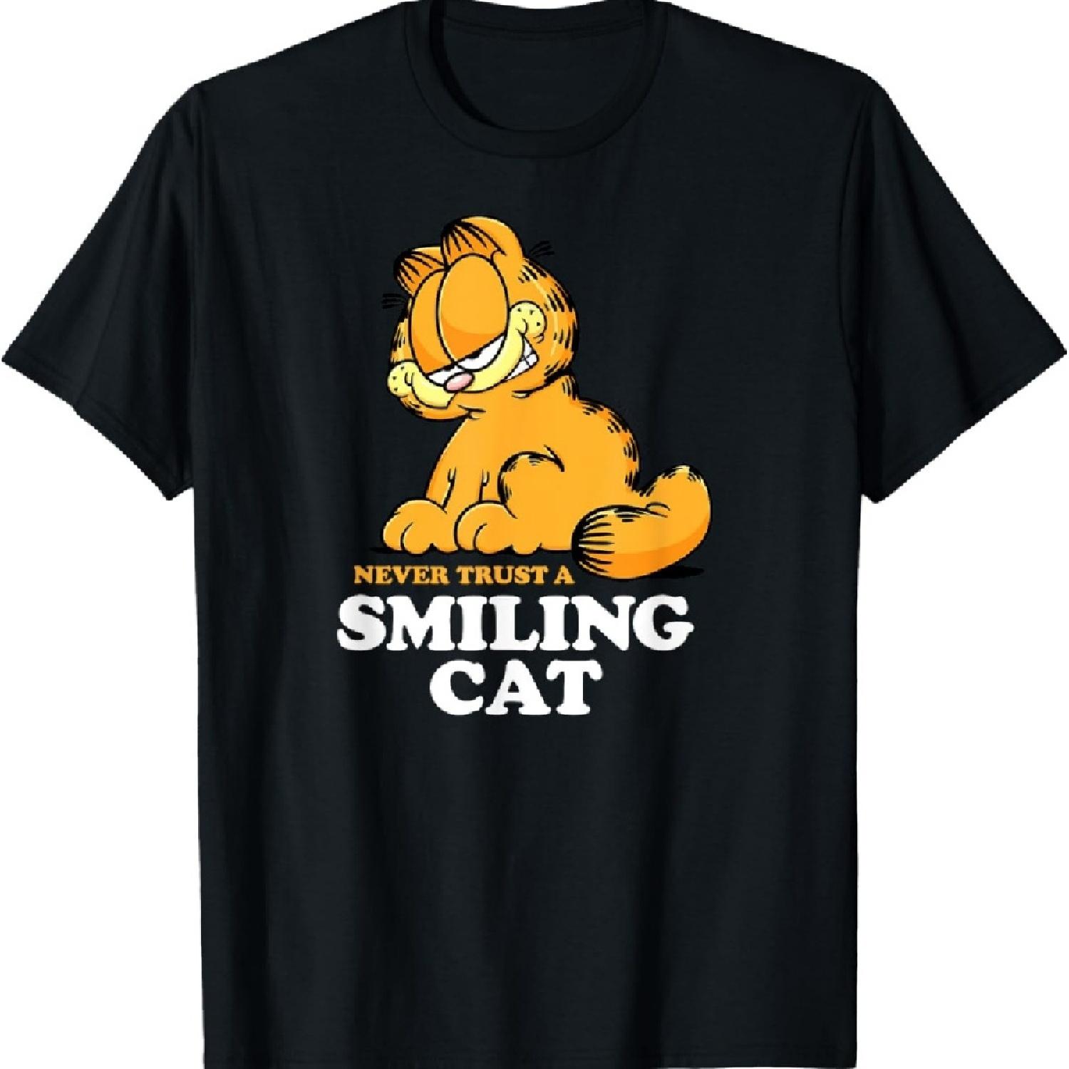 

Garfield - Never Trust A Smiling Cat Sarcastic Graphic T-Shirt XXL чорний