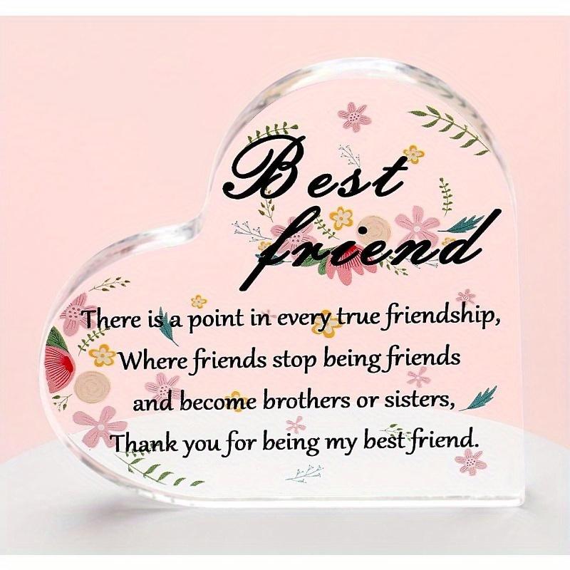 Serce dla Najlepszej Przyjaciółki - Akrylowa Tabliczka na Biurko, Prezent na Urodziny i Boże Narodzenie