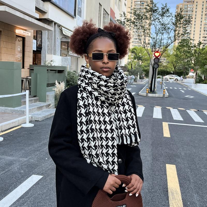 Qiandongge scarf, women's autumn and winter warm thickened medium and long scarf versatile scarf fashion shawl