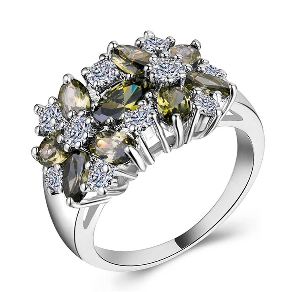 Anillo de Flor Floreciente de Circonita de Colores – Banda Creativa Europea y Americana Pavimentada con Diamantes