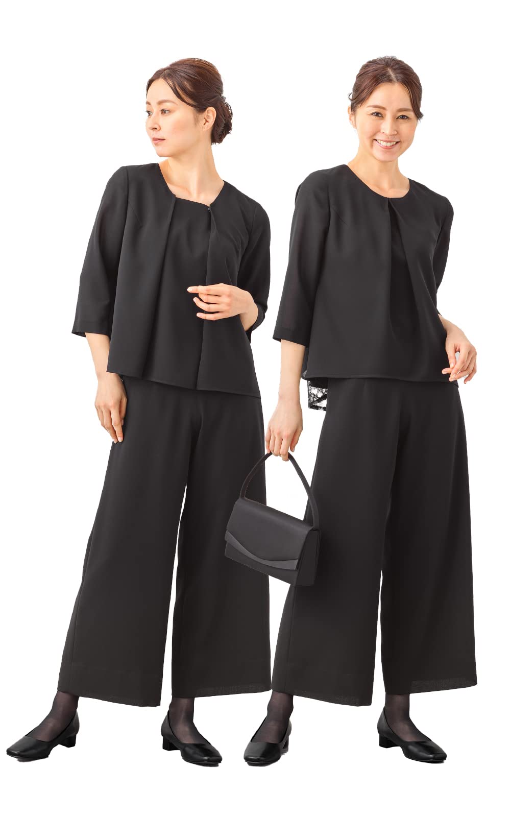 

Летняя черная формальная одежда для полных, сделанная из летней траурной формальной ткани (Маргарет) Женщины, Брюки, Материал, Одежда, Носить, Свадьбы, Похороны, m520-3L