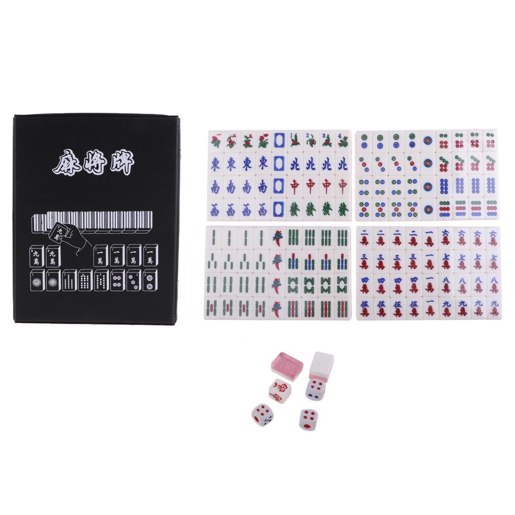 Chinese Mahjong Acrylic Tiles Mini Mahjong Set Portable Mahjong Board Game for Family Party Gifts