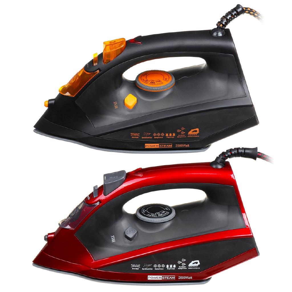 Steam Iron for Clothes 4 Level Adjustable Vertical Electric Irons Self-Cleaning Travel Portable Ironing Steamer 2500W Black/Red