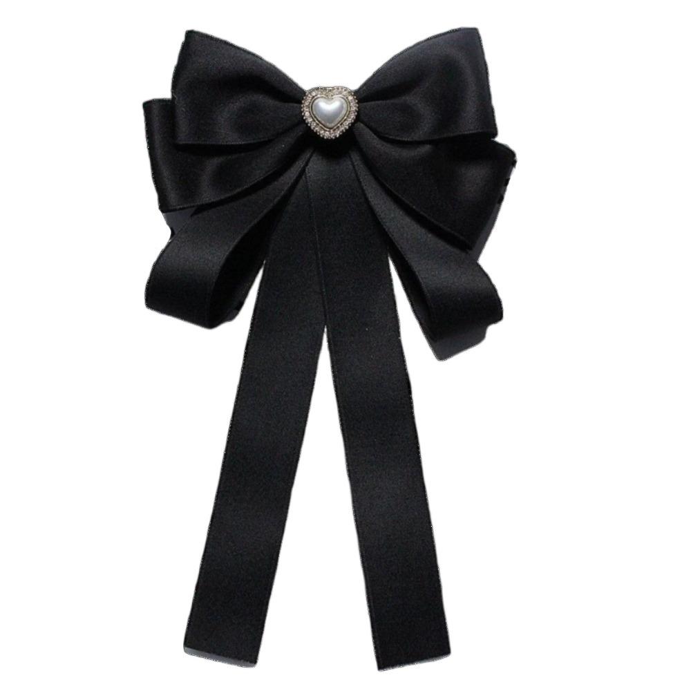 Back Pin Memorial Black Ribbon Brooch DIY Badge Accessories Rhinestones Bowknot Brooches Queen Mother Black Bow Ties
