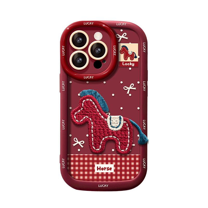 Plush Pony Lanyard Is Suitable for Apple 11promax Mobile Phone Case Iphone11 New Year's 11 Soft Silicone 11 Anti-drop.