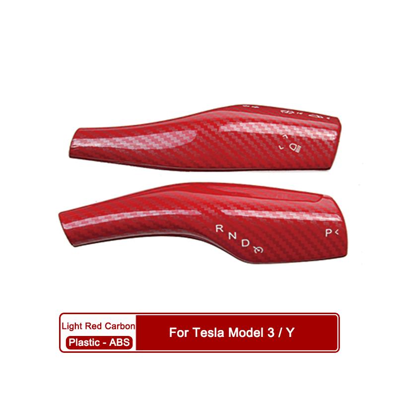

Для Tesla Model 3 Y нашивка из углеродного волокна ABS model3 2022, автомобильный руль, сдвиг колонки, декоративная крышка, внутренняя переделка Carbon Red-ABS
